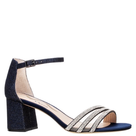 Nina Shoes - Nina Blue fabric Heels with Rounded Toe